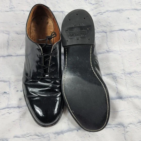 Craddock Terry Shoes MENS 10 Military Dress Oxford High Gloss Black VINTAGE 1992